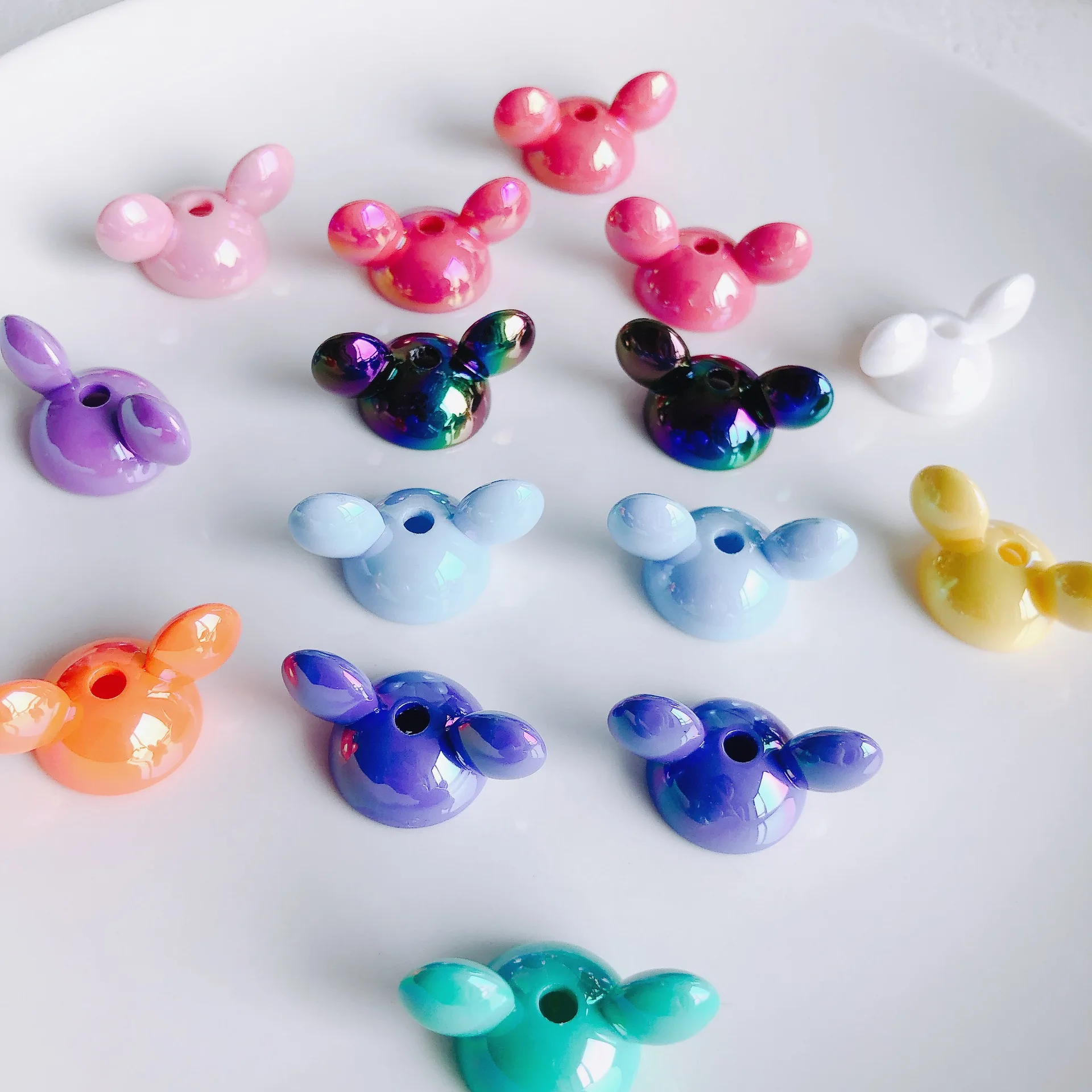 

New style 50pcs/lot uv color print cartoon mouse heads shape acrylic cap beads diy jewelry earring/garment pendant accessory