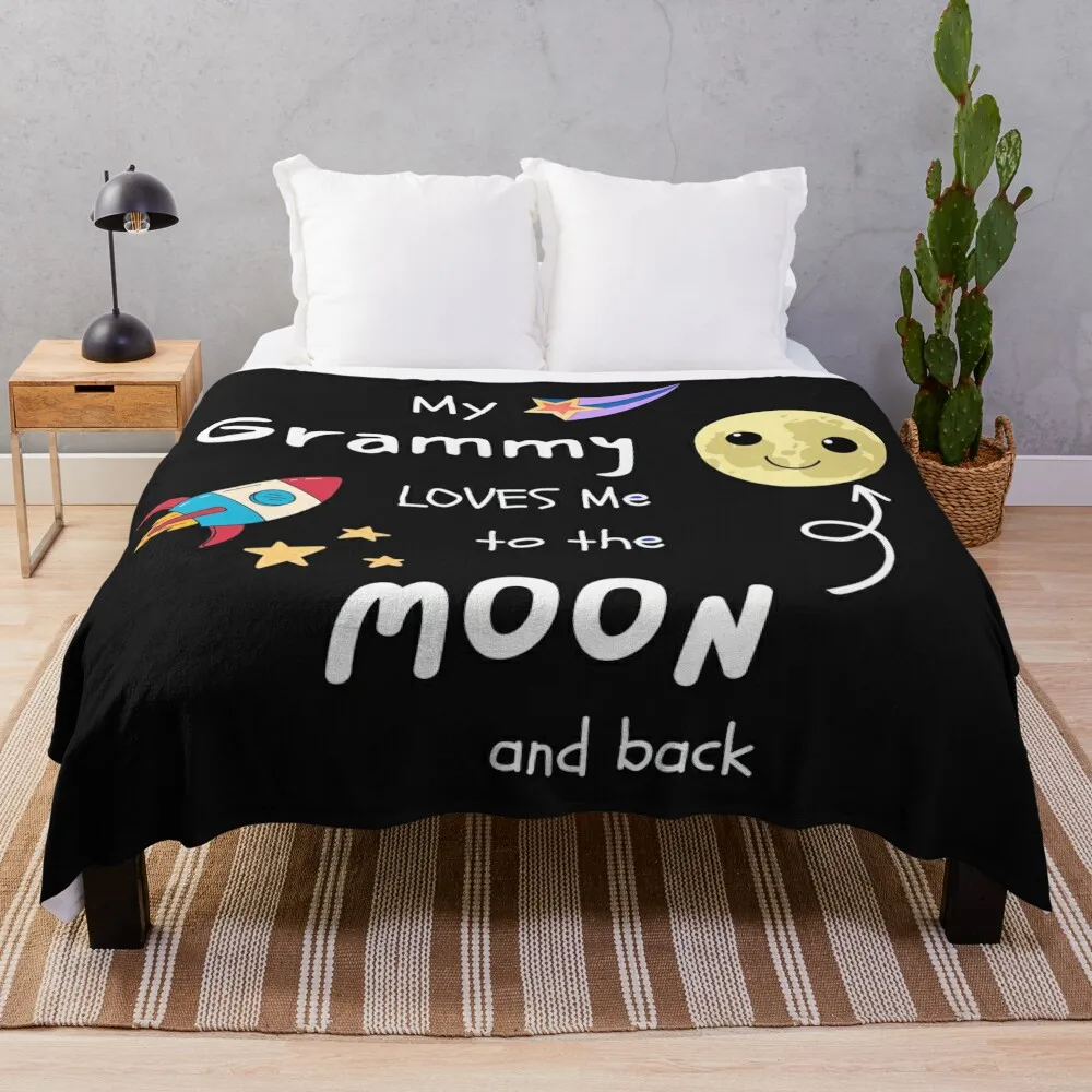 

My Grammy Loves Me to the Moon and Back Throw Blanket Custom Plush Comforter Softest Blankets