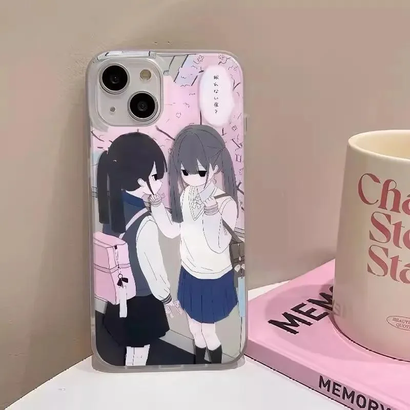 

anime girl cute phone case for iphone 17 pro max 16 plus 15 14 13 11 silicone back cover for iphone 12 pro xr xs x 8 7 p bumper