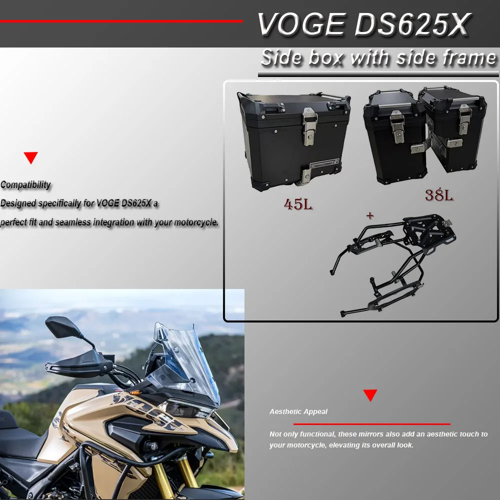 Suitable for VOGE DS625X 625DSX DSX625 DSX 625 DS 625 X three-box luggage side boxes, tail box aluminum alloy luggage