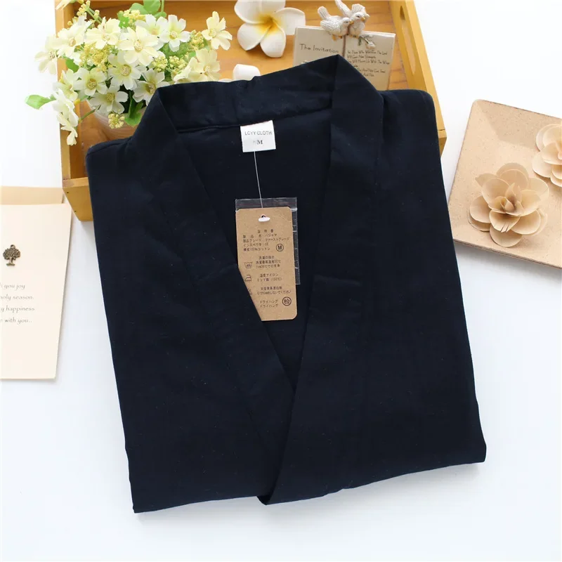 Pure Cotton Japanese Kimono Traditional Summer Autumn Pajamas Set Yukata Women Men Causal Long Sleeve Home Clothes Kimono Suit