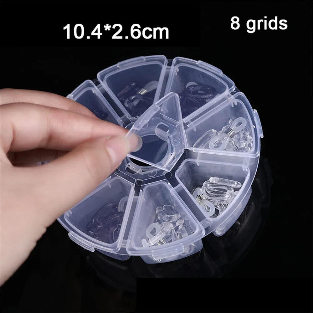 8 Grids Storage Box Beads Jewelry Round Compartment Plastic Organizer Transparent Container Case