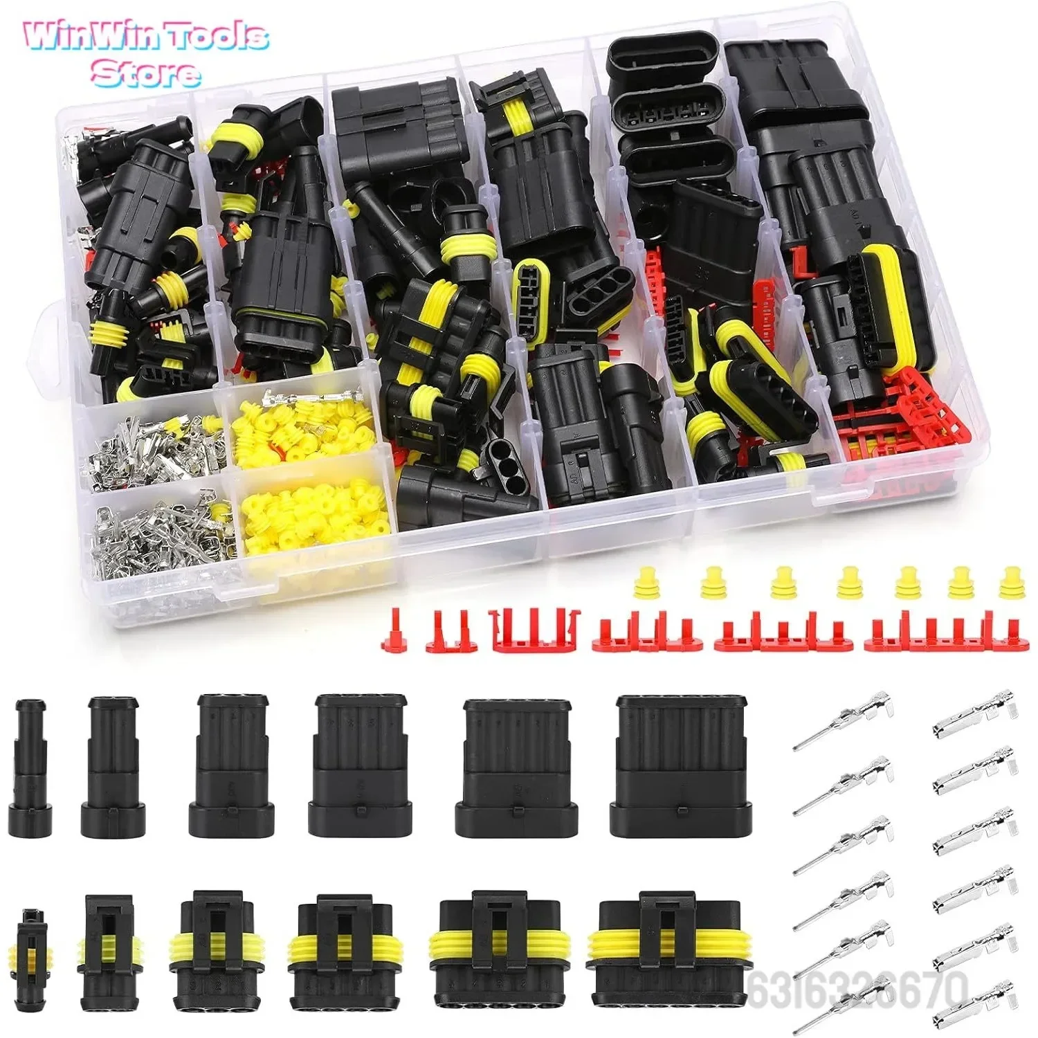 708 stuks 43 set waterdichte auto-elektrische connectoren, snelkoppeling 1/2/3/4/5/6 pin kabelboom terminals plug voor auto - afbeelding 2