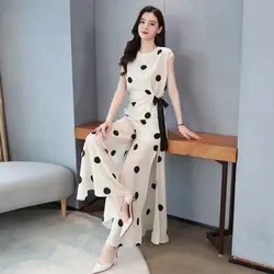 Chiffon Wide Leg Pants Fashion Set for Women's Summer New Style High Cool Imperial Sister Style Western Style Pants Two Piece