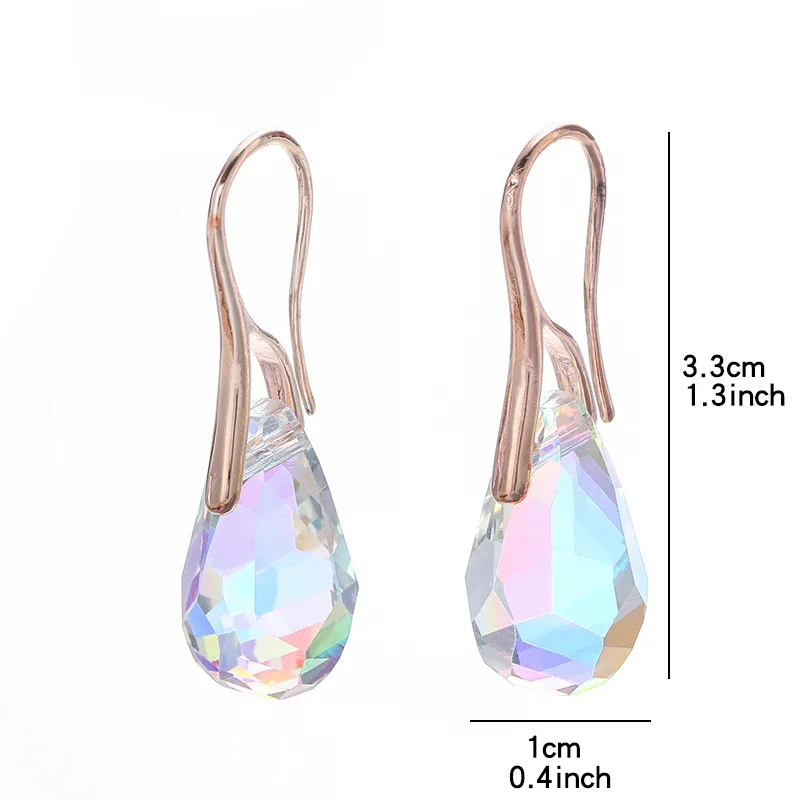 Luxury Drop Blue Crystal Drop Earrings for Women Silver Color Earrings Party Birthday Gift Earring Jewelry Pendientes Mujer