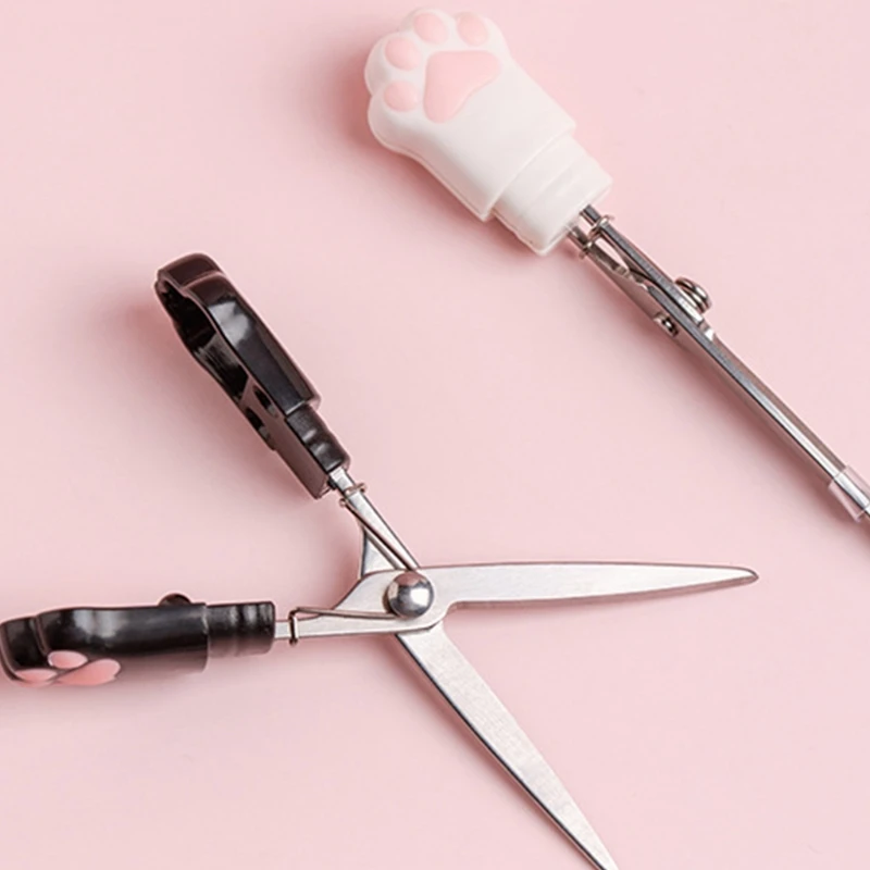 الكرتون القطط الكفوف مقص جيب مقص صغير الفولاذ المقاوم للصدأ مع الغطاء الواقي مقص المحمولة مقص للحرف اليدوية دروبشيب