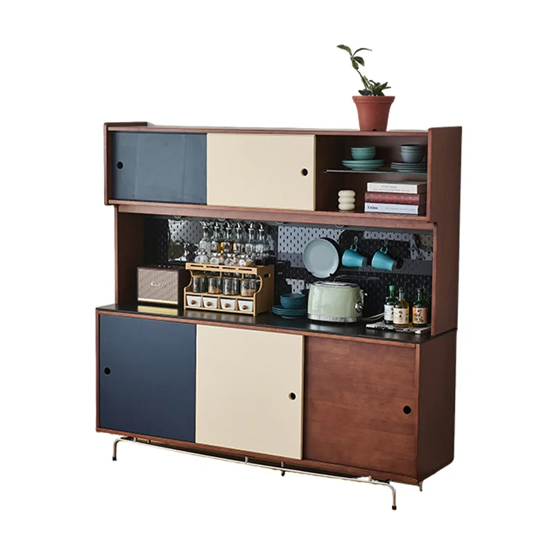 Medieval color matching dining side cabinet living room small apartment chest retro contrasting color rock slab tea