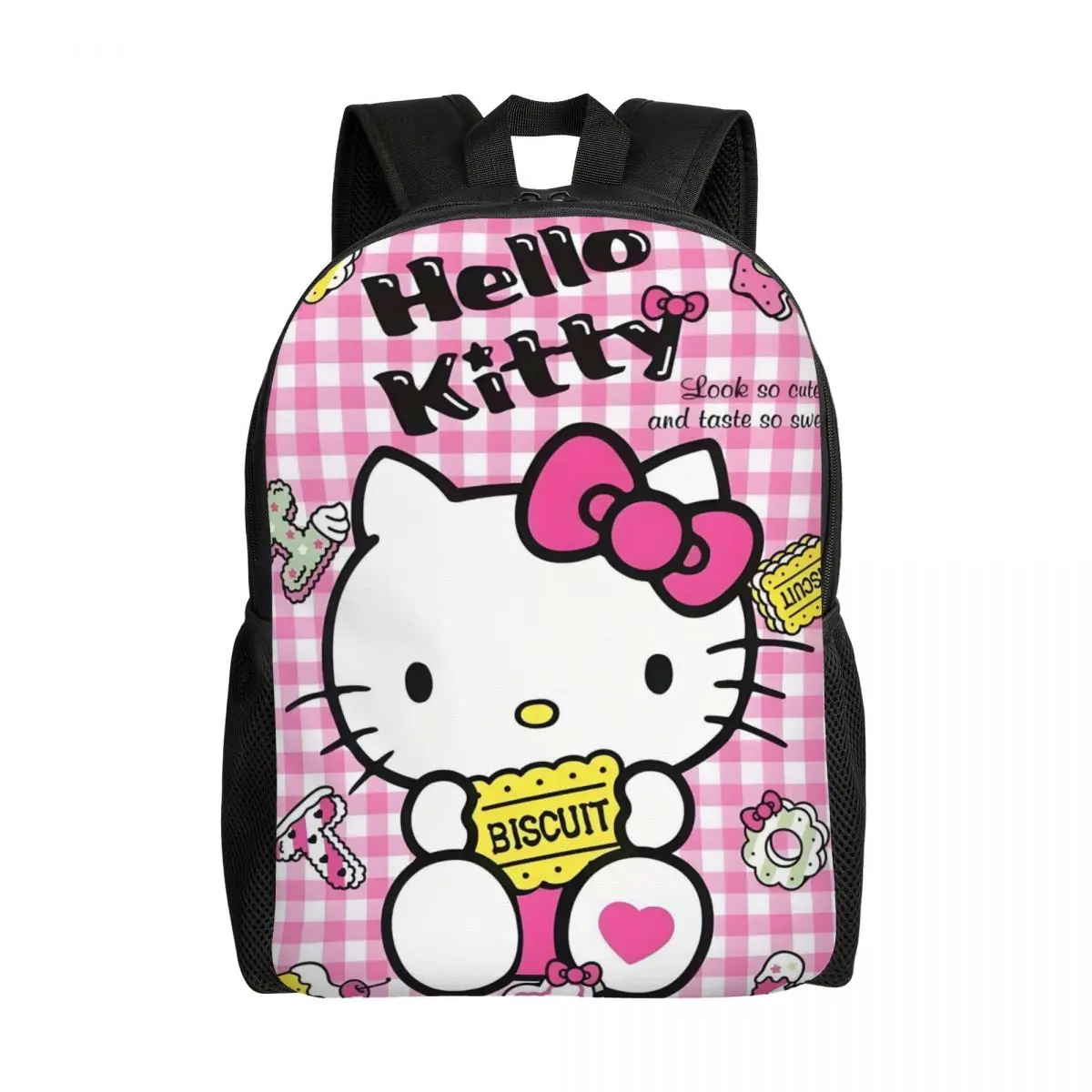 

Розовые рюкзаки Hello Kitty на заказ для мужчин и женщин, школьная сумка для студентов колледжа, подходит для 15-дюймового ноутбука, милые сумки KT Cat