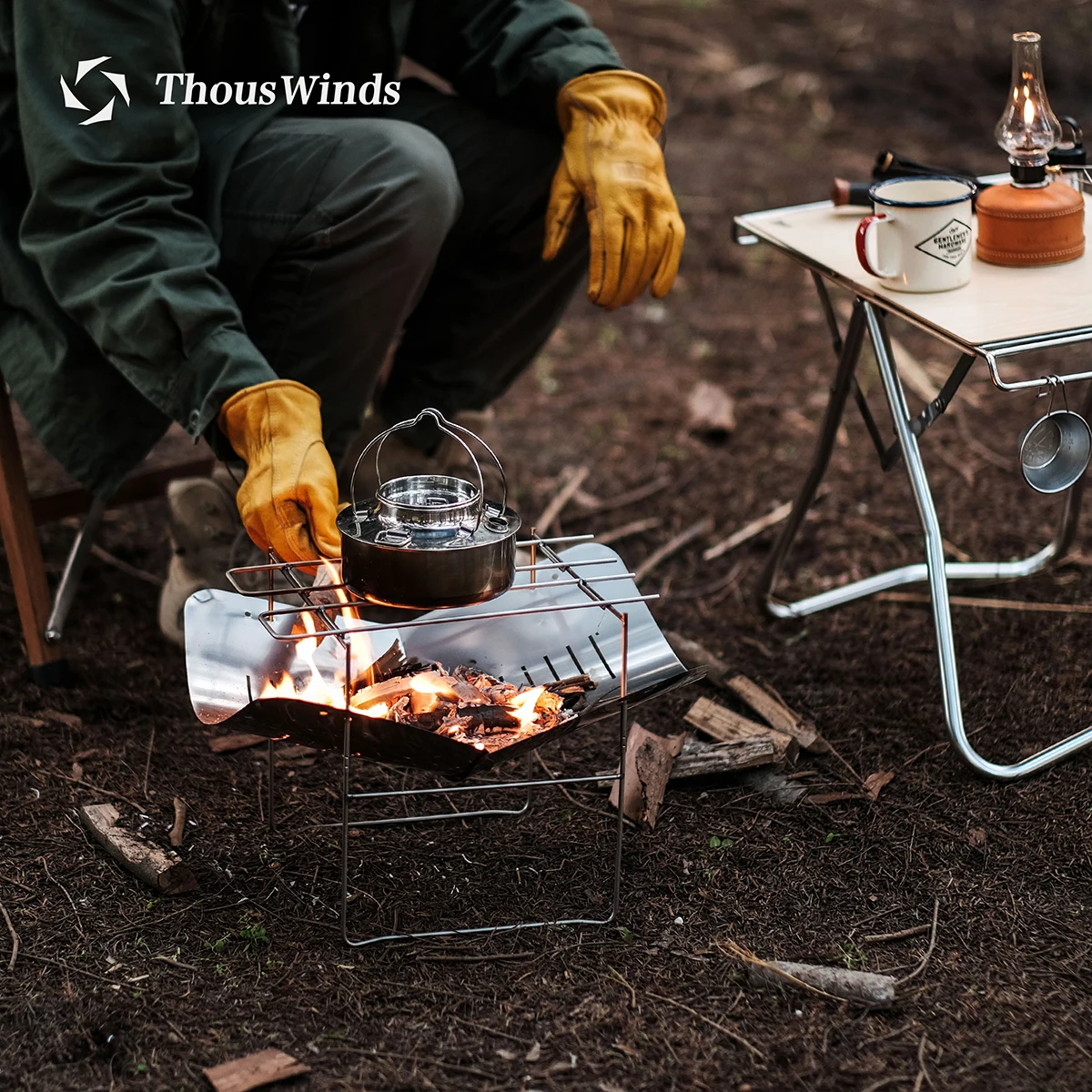 Thous Winds Portable Mini Camping Wood Stove Ultralight Titanium Stove Campfire Outdoor Hiking Backpack Furnace Camping Supplies