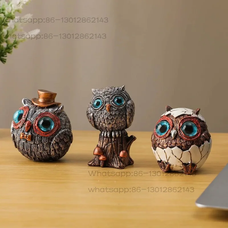 Owl Figurine Ornament, Home Decor Statue for Bookshelf, Desktop, Cabinet, Living Room, Bedroom & Office Tabletop Display