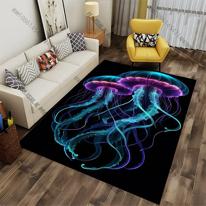Glowing jellyfish underwater beauty carpet Yoga living room room decor children's crawling mat doormat area rug games mat