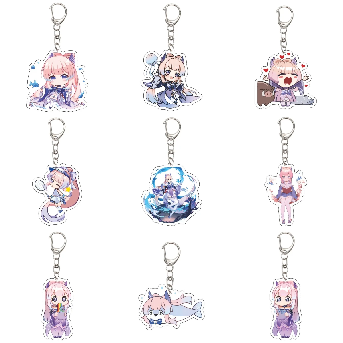 55MM Anime Genshin Impact Keychain Sangonomiya Kokomi  Key Chain Acrylic Model Plate Christmas Gifts