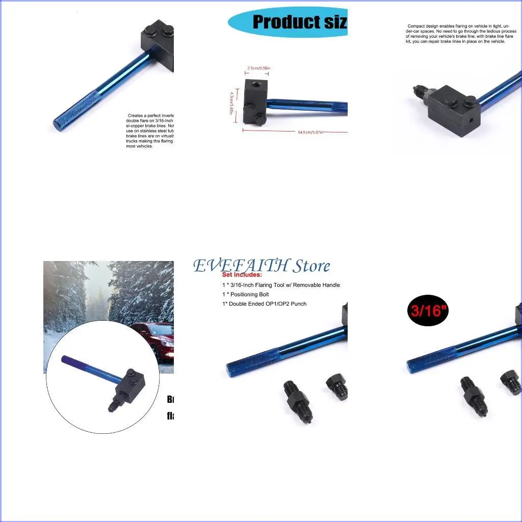 

Инструмент для двойной развальцовки 124B, универсальный инструмент для развальцовки тормозной магистрали 3/16 дюйма, ручной для