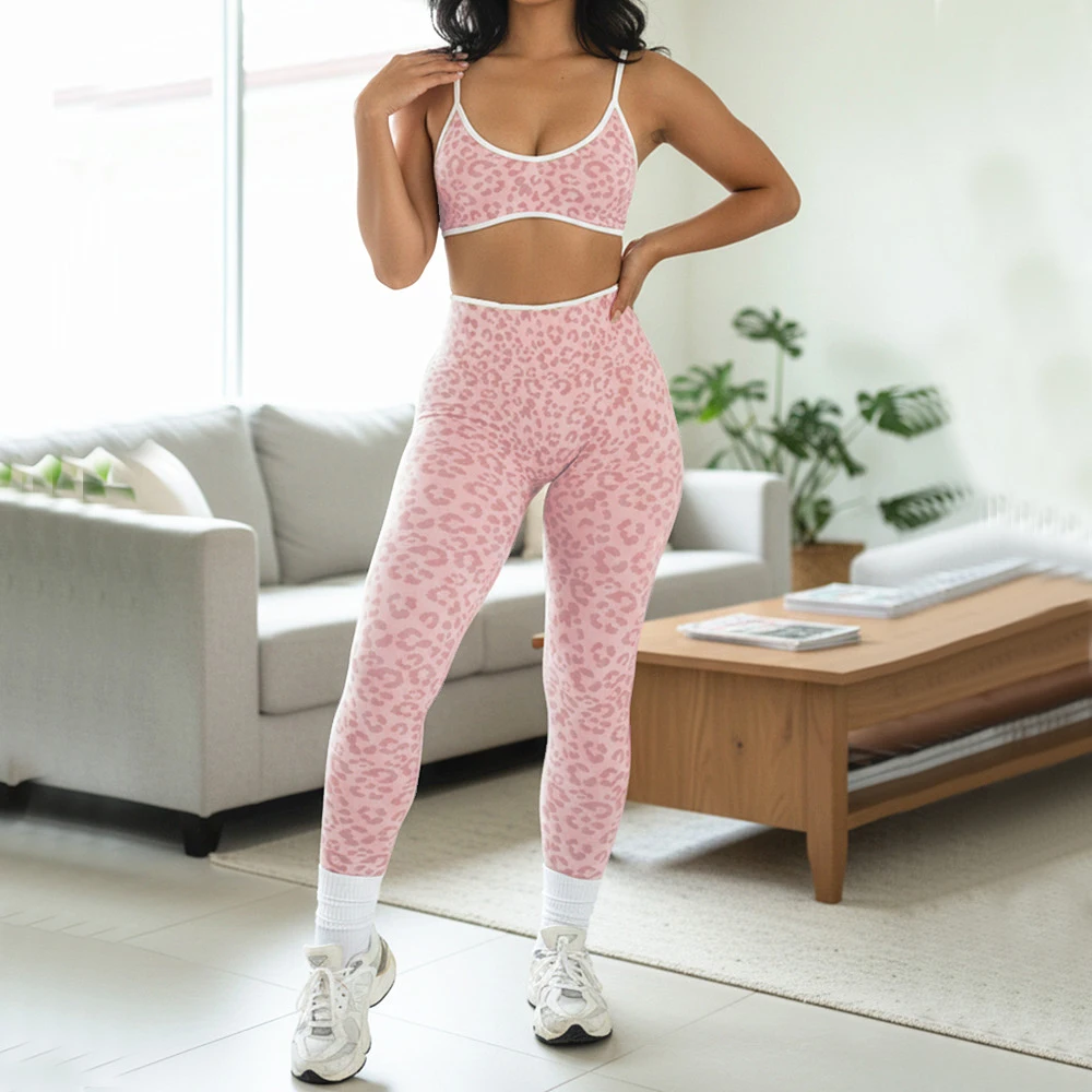 Seamless Leopard Yoga Set Women Sports Bra High Waist Shorts Scrunch Gym Fitness Workout Run Legging Activewear XP269 - Image 6