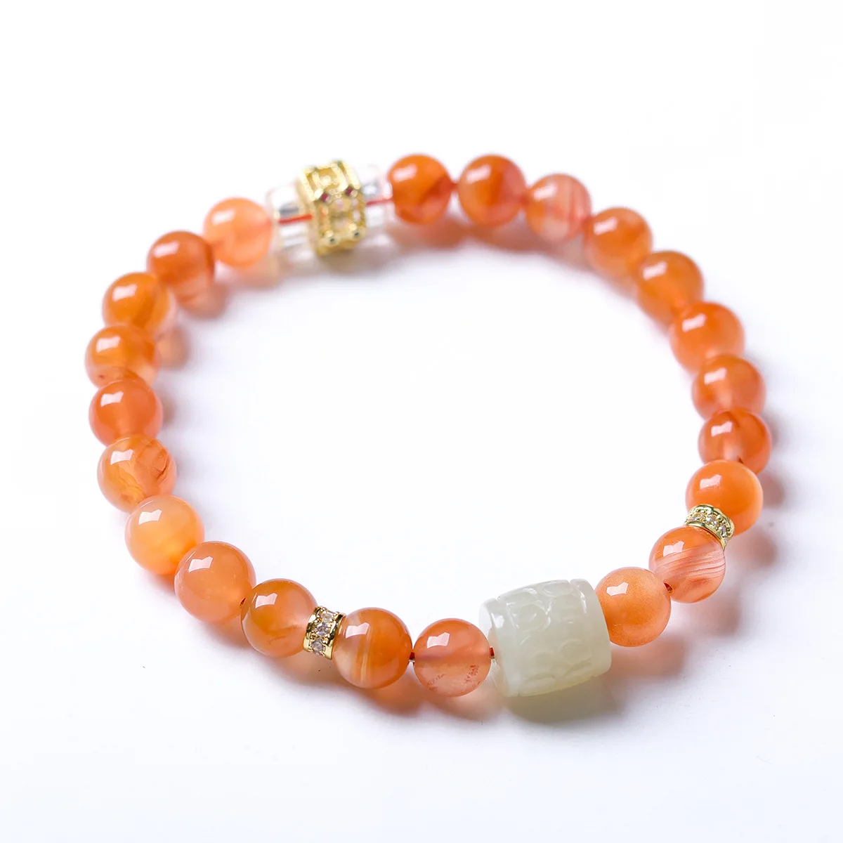 New 2026 Natural Southern Red Agate and Hetian Jade Single Loop Bracelet Original Chinese Style Wrist String Gifts