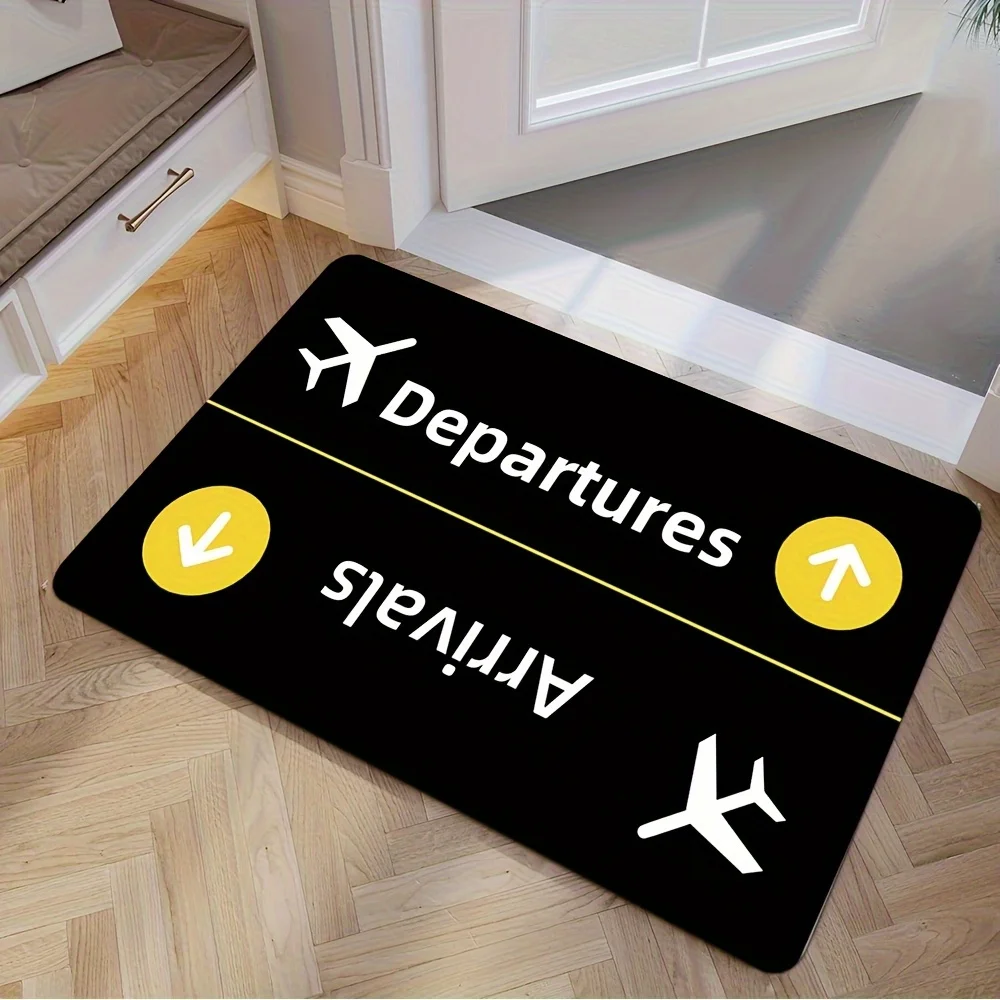 Stylish Printed Arrivals Departures Doormat Mat for Entryway Home Decor Airport Travel Sign Modern Welcome Mat Gift