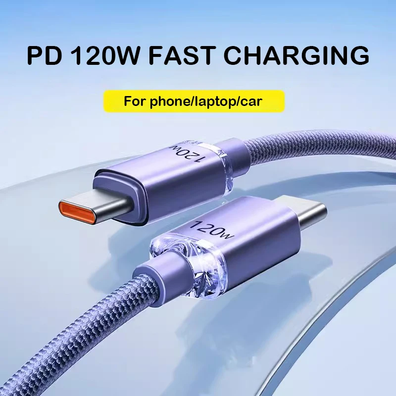 

120W USB Type C Cable Type C to Type C Fast Charging Cord USB C Quick Charge Phone Cables For Samsung Xiaomi Huawei Realme