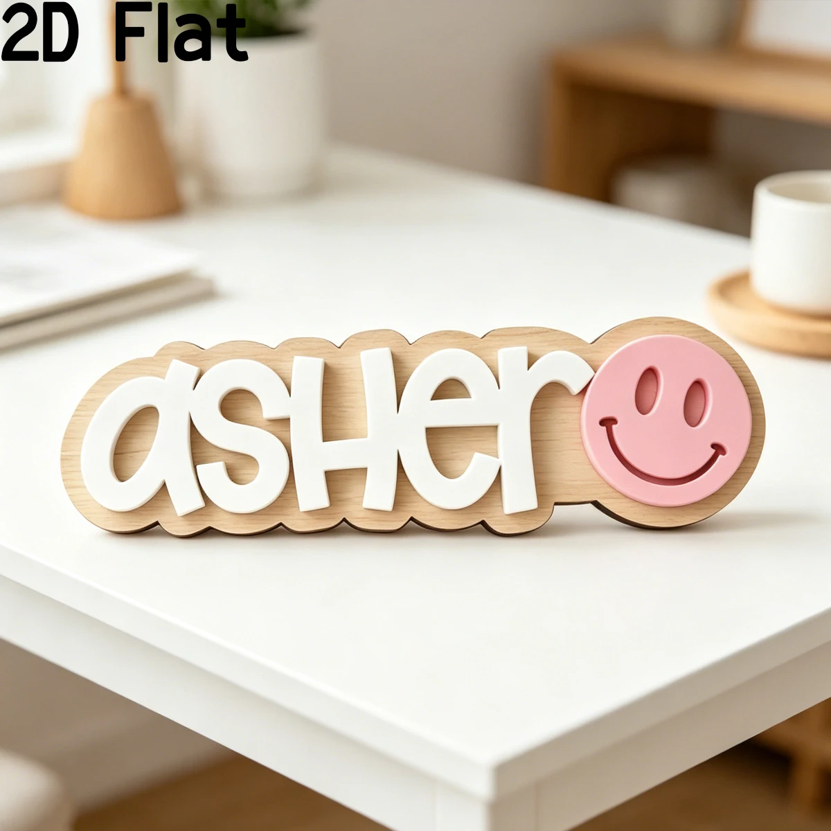 Personalized Smile Decor Wooden Name Sign,Party,Home Decor,Plaques,Photo Props,DIY Paintable,Valentines,Christmas,Name Sign