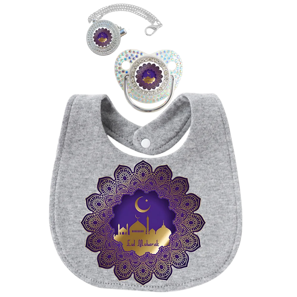 

3-piece Kawaii baby pacifier newborn Muslim print bib baby shower gift silicone bisphenol free baby teething nipple chupete
