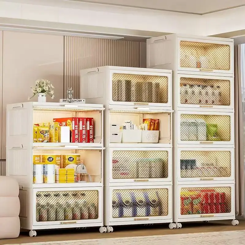 

For Foldable Flip-Top Storage Cabinet,43/50/60/70cm - 3-6 Tier with Rolling Wheels,for Kitchen/Bathroom/Living Room Organization