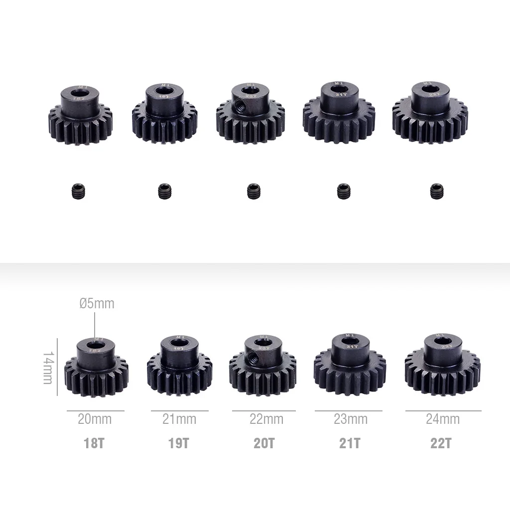 SURPASS hobbyt – ensemble de 3 pièces d'engrenages métalliques M1, ensemble en acier pour voiture RC 1/8 1/10, arbre de 5mm, camion monstre Arrma Traxxas HSP, 5 pièces