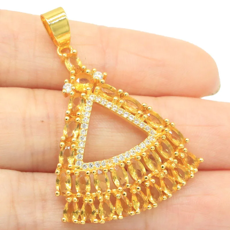 SheCrown اشتر 5 واحصل على 1 مجانًا 45 × 31 ملم الذكرى السنوية الذهبية سيترين الأبيض تشيكوسلوفاكيا النساء الزفاف قلادة الذهب والفضة #2