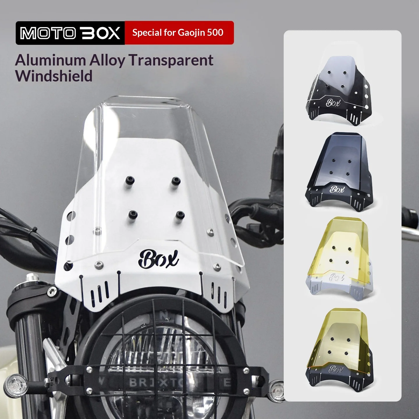 【Premium】For GAOKIN GK500/1200 Modified Aluminum Alloy Transparent Small Windshield Decorative Cover/Protective Shroud Accessory