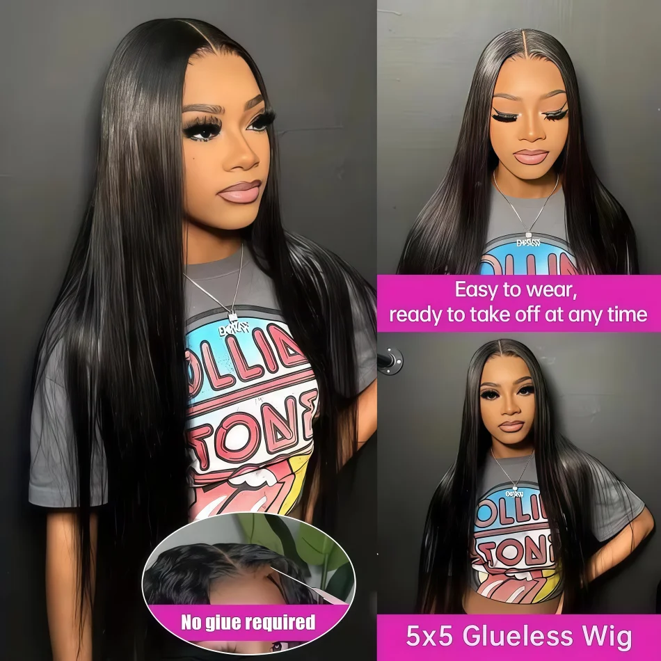30 Inch Straight Human Hair Wigs 4x4 5x5 Glueless Bone Straight Lace Front Wigs 13x4 13x6 HD Lace Frontal Wigs For Black Women image 4
