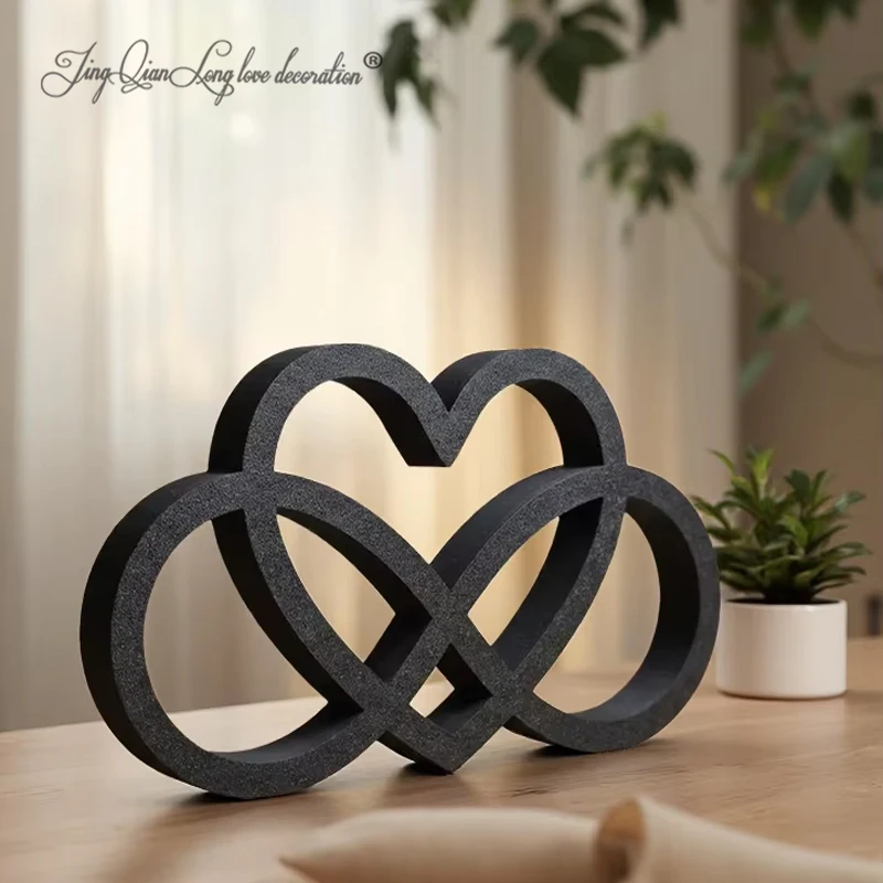 Custom  Infinity Heart Sculpture - Black Minimalist Statue - Intertwined Love Symbol - Eternal Love Valentine - Love Knot - Mode