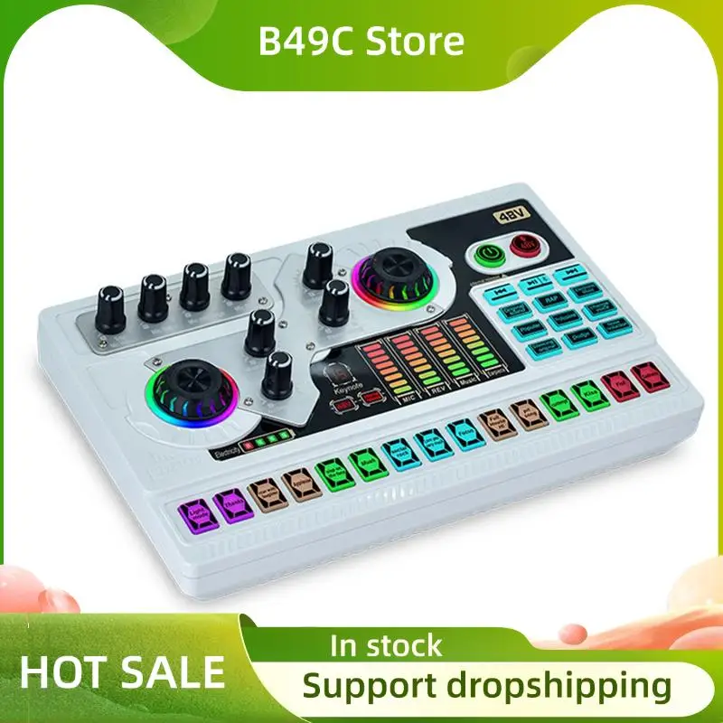 

B49C SX96 Звуковая карта 48 В Звуковая карта 48 В Микшер звуковой карты Vlog Открытый пение Домашний мини-микшер