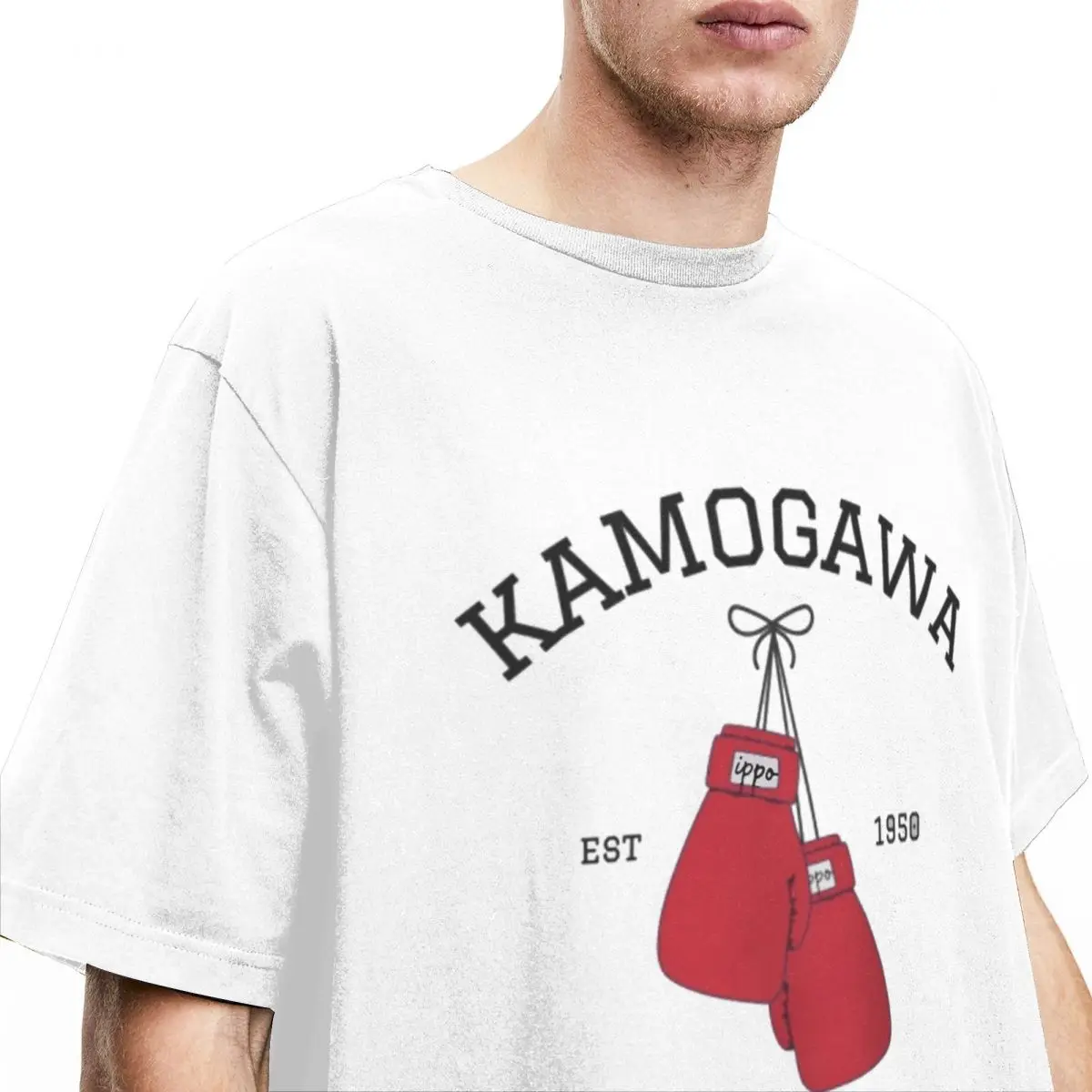 Men's Kamogawa Boxing T Shirts Gym Design Cotton Top Tees Summer Streetwear Short Sleeve T Shirt Round Neck Hipster Custom Tees