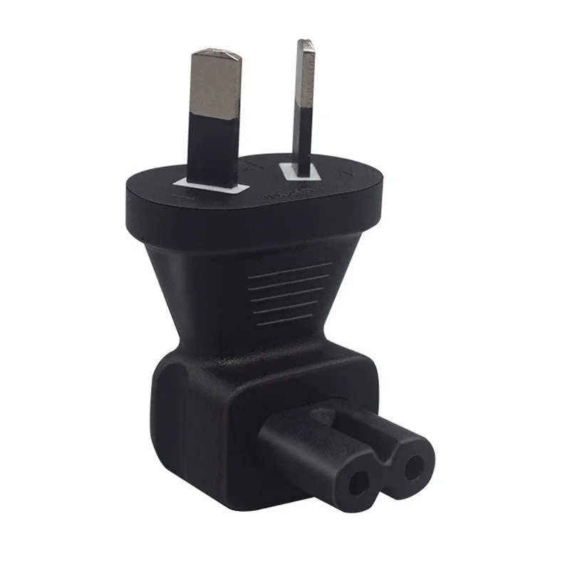 Schwarzer 90-Grad-Winkel AU 2-poliger auf C7-Stromkabelstecker Australien Neuseeland Stecker auf Abbildung 8 Buchse Konverterbuchse