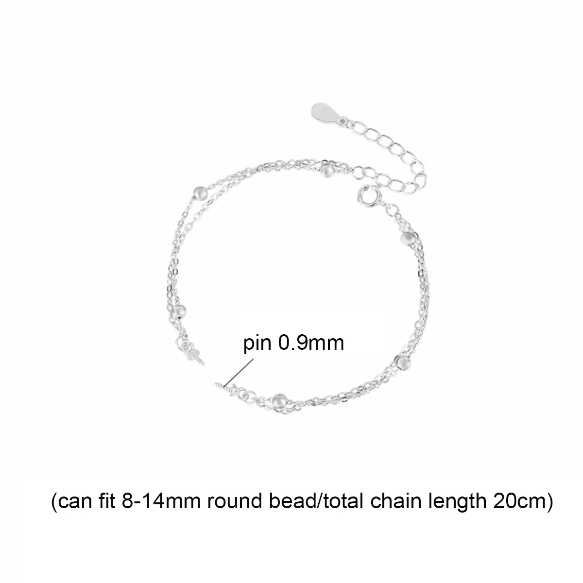 925 Sterling Silver Minimalist Blank Bracelets Connection Fit For Round Drill Beads DIY Bracelet Charm Jewelry Making Accessory