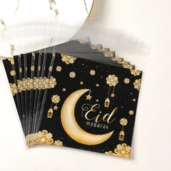 50/100pcs Eid Mubarak Candy Bag 2025 Ramadan Plastic Self Adhesive Gift Bag Ramadan Kareem Islamic Muslim Party Eid AlAdha Gifts