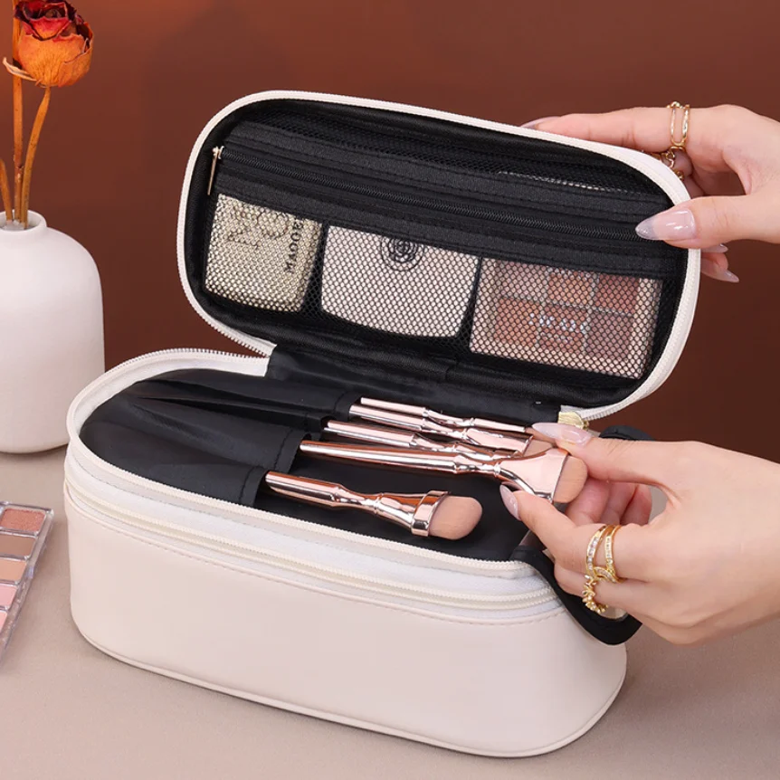 Women's Cosmetic Bag Makeup Bag Double Layer Large Capacity Luxury Cosmetics Organizer Travel Essentials Women's Cosmetic Bag
