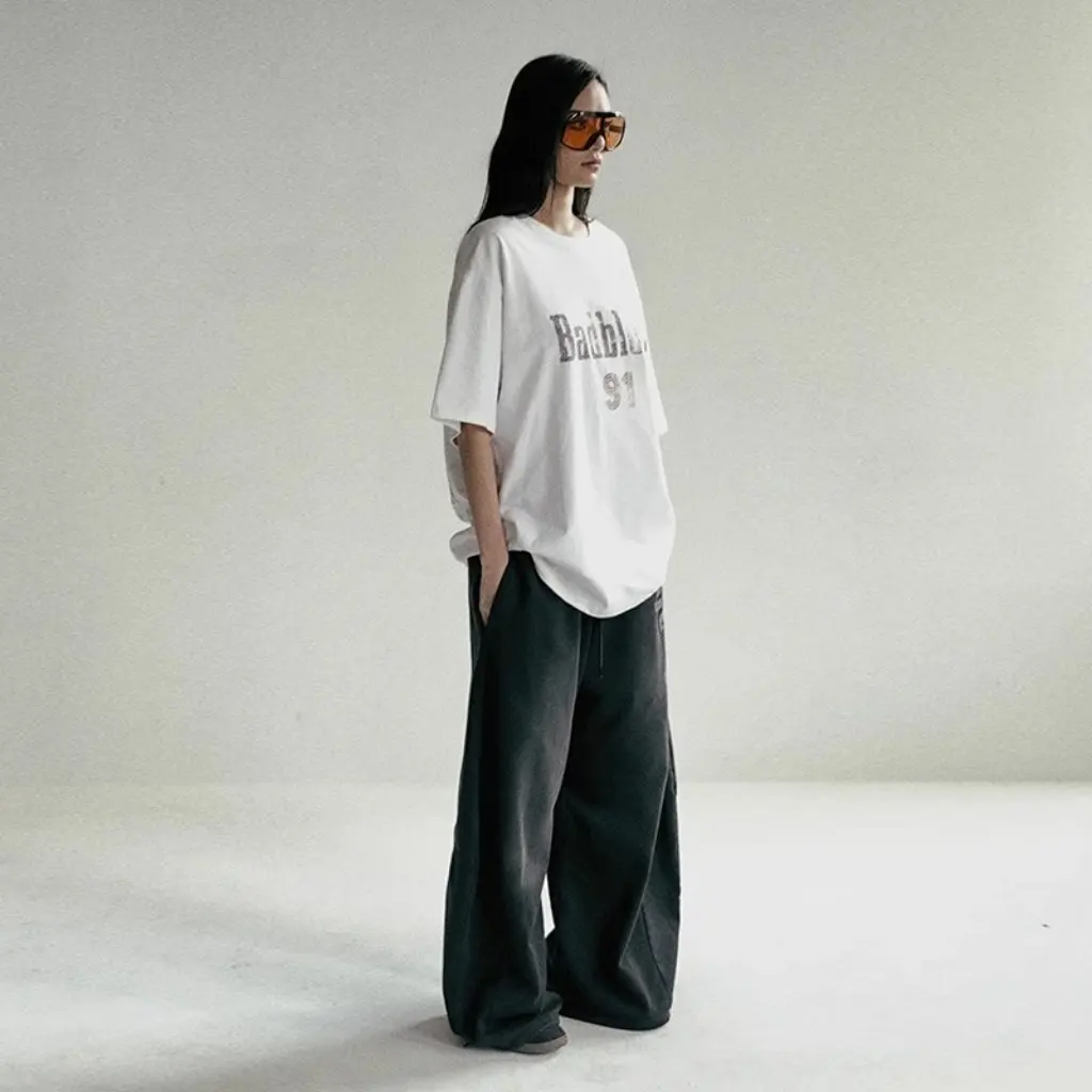 

Women's South Korea Badblood Bcac Series American Style Retro Loose T-Shirt Washable Staged Printed Short-Sleeved Top