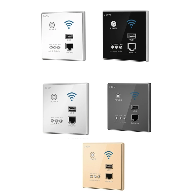 

Wireless Wifi Socket Rj45, AP Relay Smart USB Socket, Crystal Glass Panel, 300Mbps Embedded Wall WIFI Router