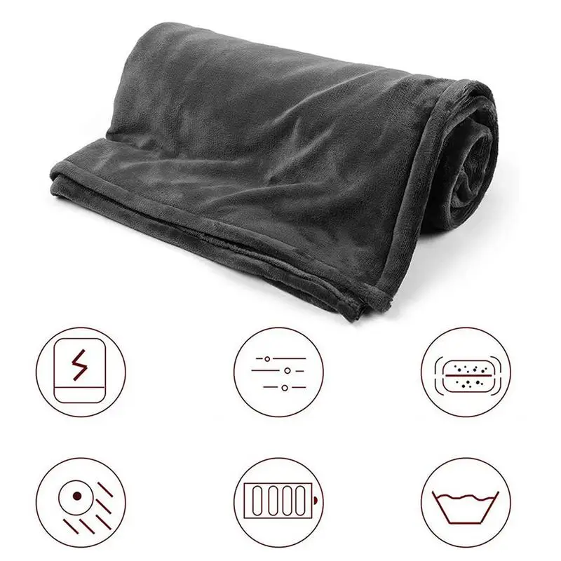 USB Electric Heated Blanket 3 Heating Levels coral Fleece Heated Mat Wearable Body Warmer Blanket for home Office Outdoor travel