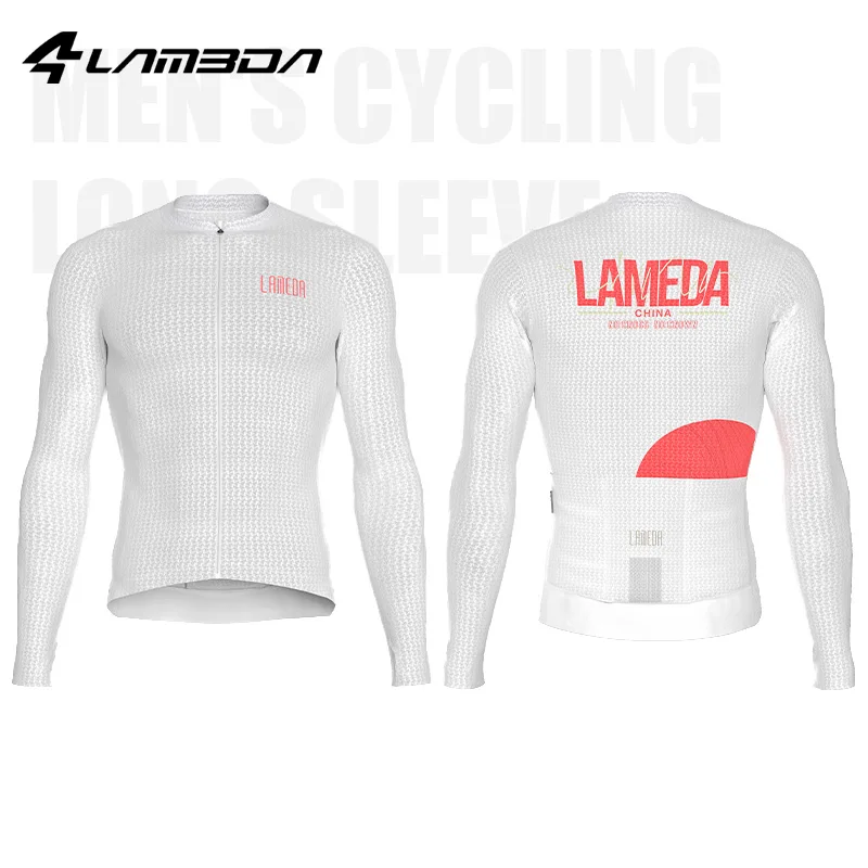 LAMEDA Men's Pro Cycling Jersey Long Sleeves Slim Fit Road Bike Bicycle Shirt Clothing Mesh Reflective Full Zipper with Pockets