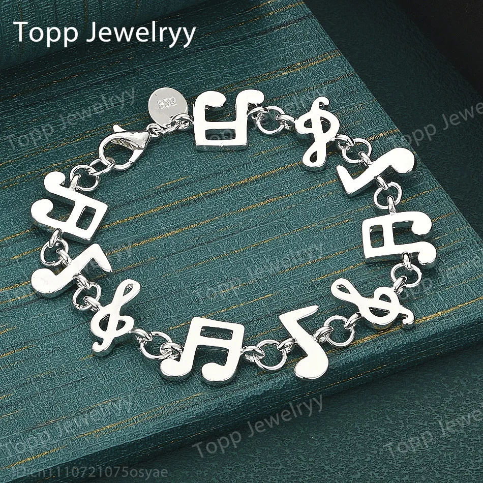 925 Sterling Silver Exquisite Music Note Bracelet Women Fashion Charm Party Favor Wedding Accessories