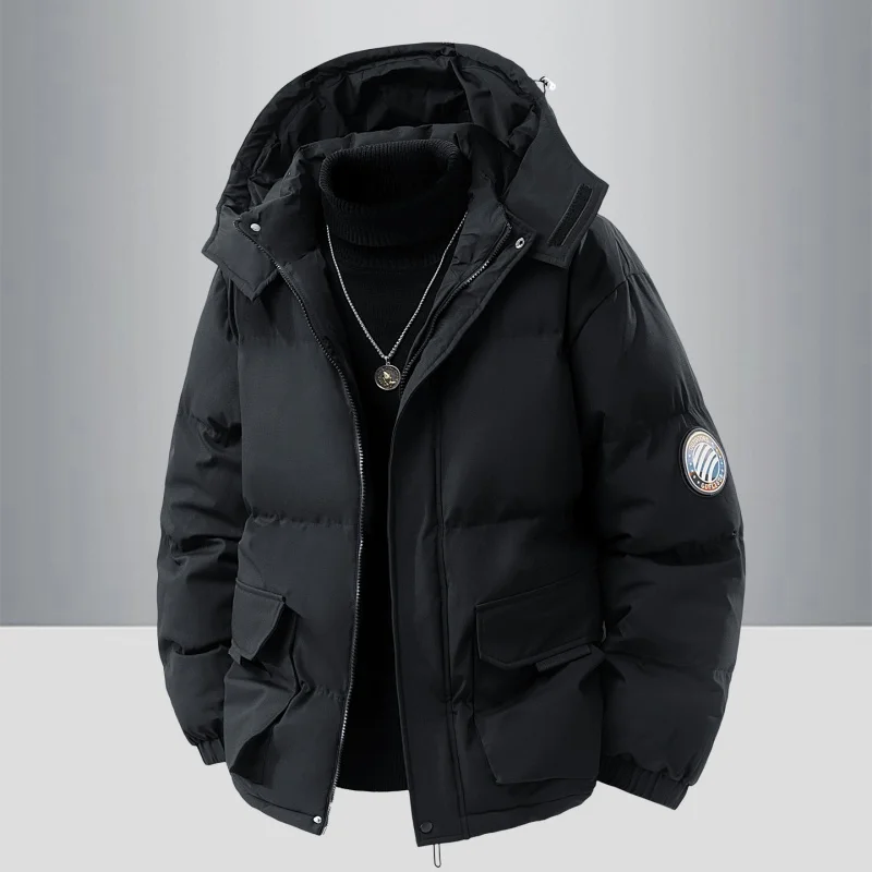 Nuevo abrigo de invierno para hombre, chaqueta acolchada de algodón con forro polar grueso con capucha, ropa de trabajo para montañismo al aire libre, ropa de abrigo deportiva cálida