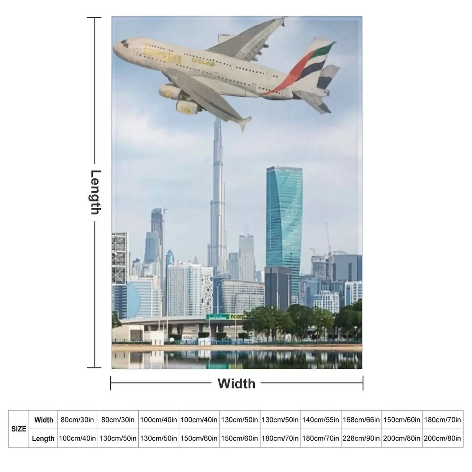 Emirates Airbus A380 flying over Dubai Throw Blanket for babies Camping Luxury St Weighted Blankets