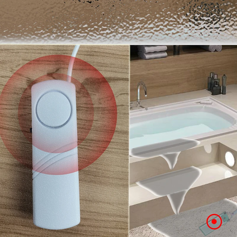 Water Leak Alarm Liquid Leak Detector Flood Overflow Sensor Work 3V Kitchen Bathroom Fish Tank independent Built-in Sound Alarm