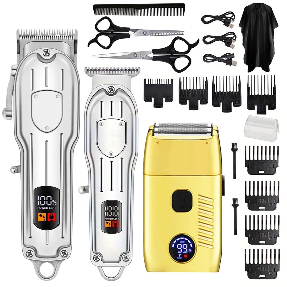 Elektrische Haarschneidemaschine und Rasierer für Männer, USB-Aufladbar, Barttrimmer, Professionelles Friseur-Set