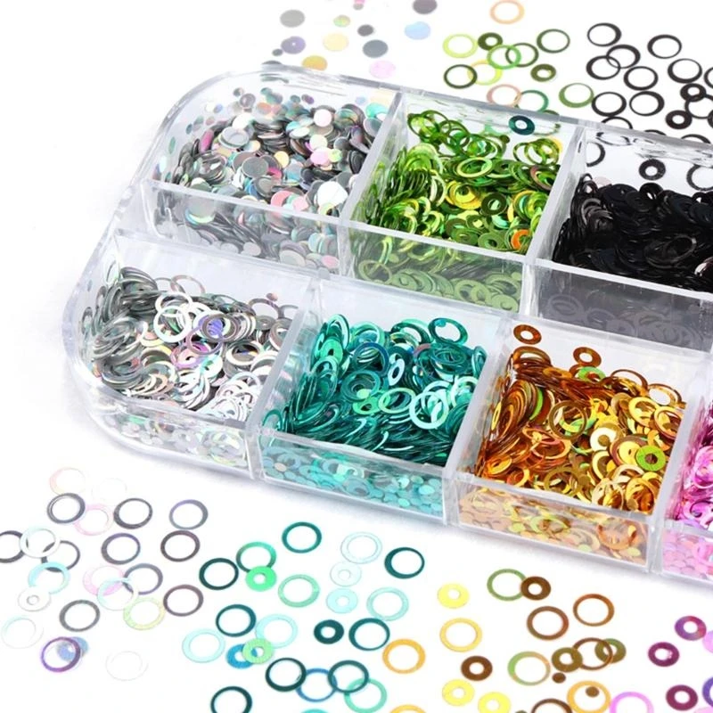 

652F Art Glitter 3D Sparky Sequins Hollow Circle Glitters Flakes Supplies for Women