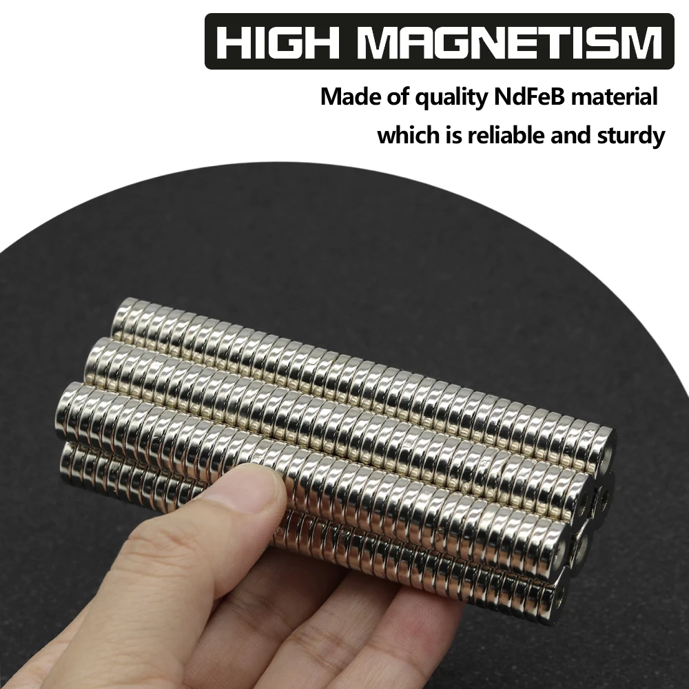 12x3-4mm N35 Round Disc Neodymium Magnet NdFeB Permanent Magnet with Countersunk Screw Hole for DIY Industrial Mounting