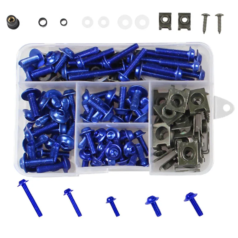 177 pz/scatola viti per parabrezza viti di fissaggio colorate Set Kit bulloni per carenatura moto parti modificate per moto in alluminio