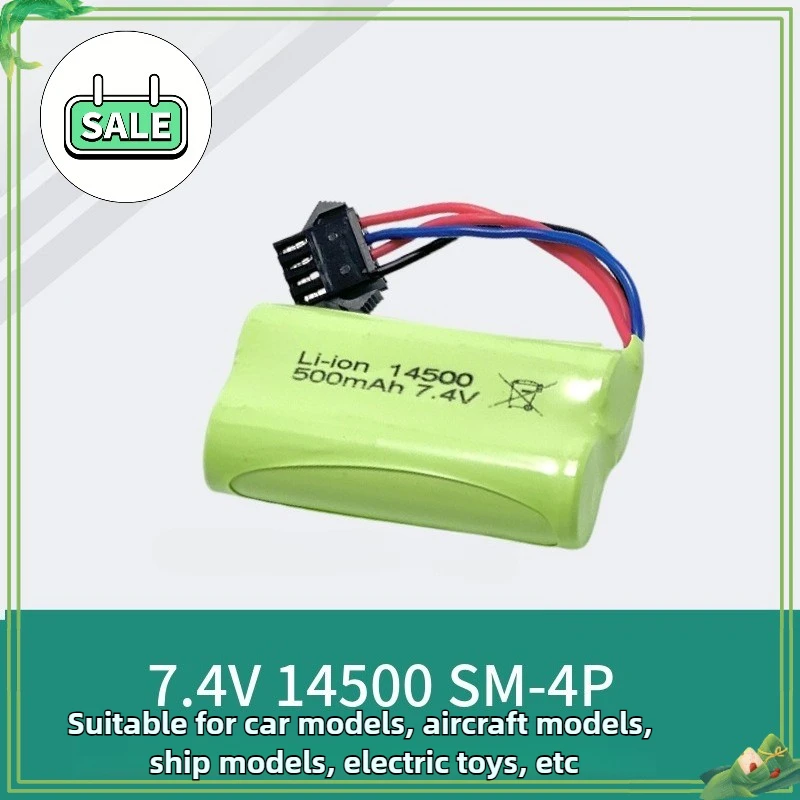 7.4V 500mAh Rechargeable Battery for EC16 Remote Control Spare Battery Model Car Model High-Rate 14500 Li-Po Battery