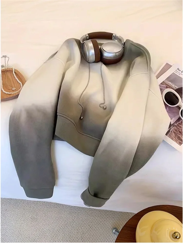 Bluza z kapturem w stylu retro tie-dye, luźny krój, uniwersalna odzież uliczna, casualowy top dla kobiet i mężczyzn.