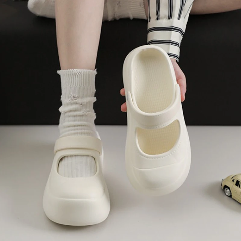 

Домашние тапочки, женские летние сандалии на платформе с облаком, шлепанцы, пляжные шлепанцы, домашняя обувь Мэри Джейн, женская обувь на плоской подошве в консервативном стиле, мягкая